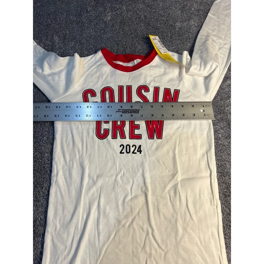 PJ Place Kids White Red Cousin Crew 2024 Long Sleeve Pajama Top XXL 16 NWT